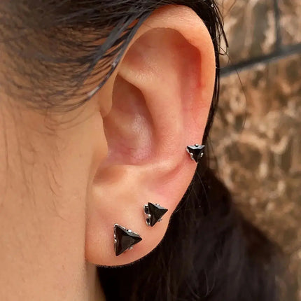 Classic Stainless Steel Square Crystal Zirconia Studs Earrings For Women/Men 4 Prong Tragus Cartilage Earring Trend Jewelry 2023