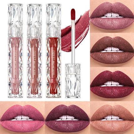 Beauty Purple Glitter Liquid Lipstick - Highly Pigmented Velvet Matte Waterproof Long Lasting Non-Stick Cup