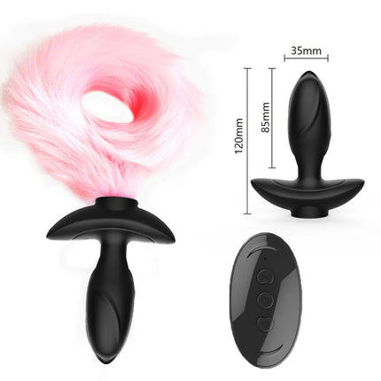 Real Fox Tail Anal Plug Vibrator Cosplay Remote Control Swing Butt Plug Female Masturbator Clitoris Stimulator Sex Toy for Woman