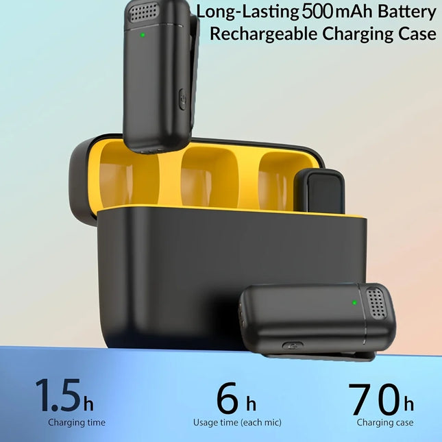 Mini Wireless Lavalier Microphone for Cell Phones Type-C with Charging Case Noise-Canceling Portable for Meeting Recordings