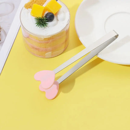 1pc Creative Silicone Stainless Steel Mini Snack Food Tongs Non-slip Handles BBQ Bread Ice Cube Clip Kitchen Accessories