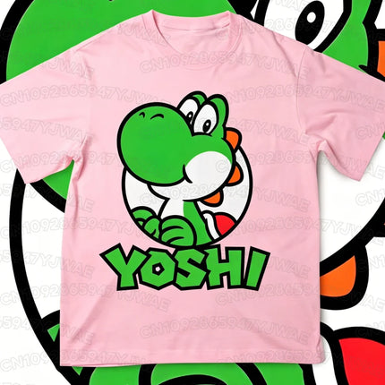 Boys Girls Family Kids T-shirt Tops Summer Cartoon Yoshi Men's Women's Short Sleeve T-shirt Tops