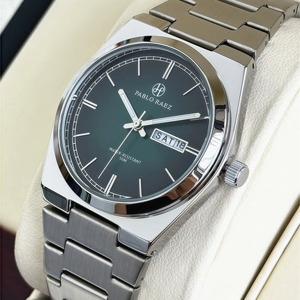 PABLO RAEZ Luxury Quartz Men's Wristwatch Men Watches Waterproof Luminous Date Week Stainless Steel Men's Watch Male Reloj+box