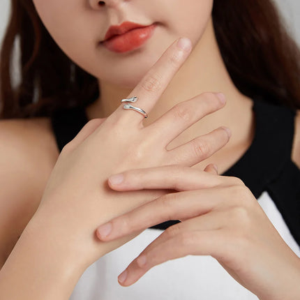 BAMOER 925 Sterling Silver Hug Open Ring Warm Love Hand Adjustable Glossy Ring for Women, His Big Loving Family Party Gift