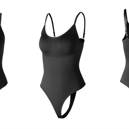 GUUDIA Spandex Bodysuit Thong String Shapewear Compression Body Shapers Cupless Wirefre Open Crotch Tummy Control Jumpsuit