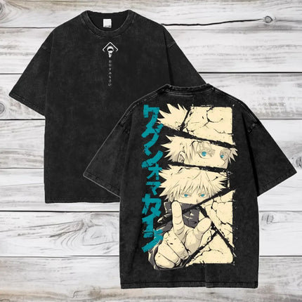 Gojo Satoru Jujutsu Kaisen T Shirt Men Women Tshirt Washed Cotton T-shirt Clothing Summer Short Sleeve Oversized Tees Streetwear
