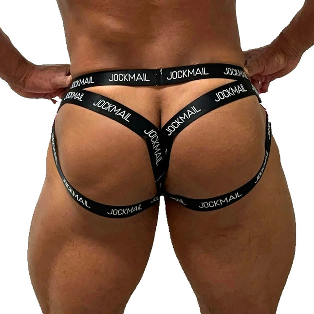 JOCKMAIL Men's Sexy G-String Thong Erotic Jockstrap Bondage Underwear Strap Harness Lingerie Hollow Underpants Ice Silk Hot