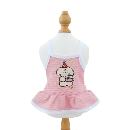 Dog Summer Skirt Breathable Cool Pet Strap Mesh Dress Cartoon Pet Clothing