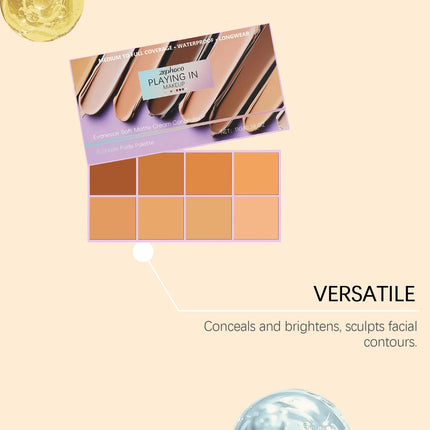 Zephoco Cream Concealer Palette Dark Circles Cover Matte Long Lasting Soft Skin Contouring Face Concealer Makeup Cosmetics 11g