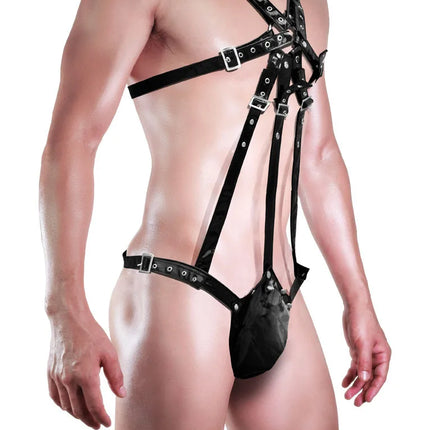 Sexy Underwear Men Faux Leather/PU  Tights Jumpsuit ZJH334