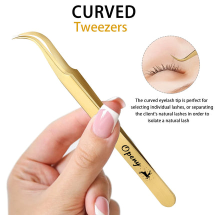 Christmas Eyelash Extension Tweezers-Precision Tweezers for 2D-6D Volume & Individual False Lashes Extensions-Golden Tweezers