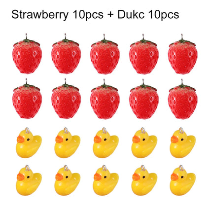 10pcs Resin Imitation Strawberry Shape Charms For DIY Key Chain Necklace Pendants Ornament Jewelry Making Accessories