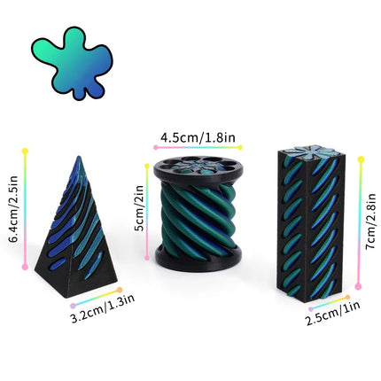 2/3/5/7pc Set 3D Printed Spiral Cone Prelearning 3D Printed Toy Spiral Pyramid Fidget Toy Stress Relief Christmas Gifts Ornament