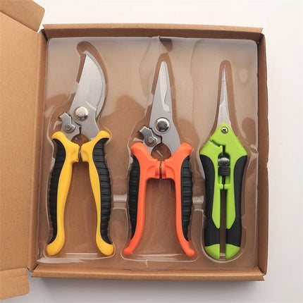 Stainless Steel Garden Scissors Set Gardening Shears Set Fruit Grape Thinning Pruning Shears Straight Gardening Flower Scissors