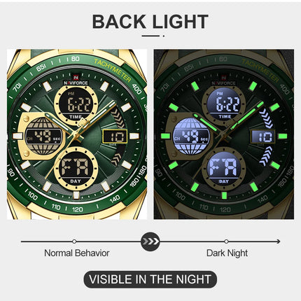 New NAVIFORCE Watches for Men Leather Mens Military Sport Waterproof Watch Quartz WristWatch Chronograph Male Clock