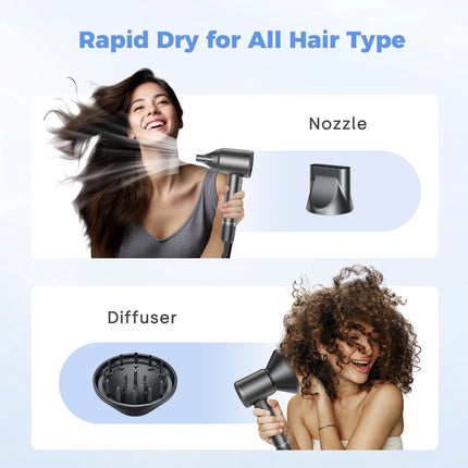 Low Noise High Speed Hair Dryer 4 Heat 3 Speed Settings Lightweight Portable Ionic Blow Dryer with Diffuser for Women Men