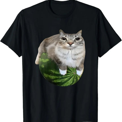 Watermelon Cat Silly Cat Meme T-Shirt A Hilarious Watermelon Print Shirt Is A Stylish Unisex Top for Both Men and Women