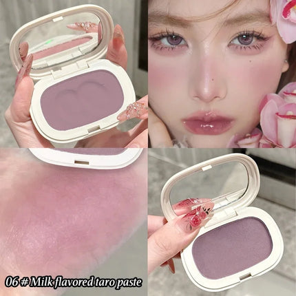 Single Color Blush Silky Texture High Color Rendering No Powder Feeling Low Saturation Long-lasting Natural Matte Blush