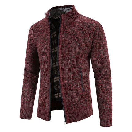 Men's Thickened Woolen Cardigan Coat Zipper Collar Knitted Sweater Autumn Winter New Style Fashion Urban Youth Casual Knitwear