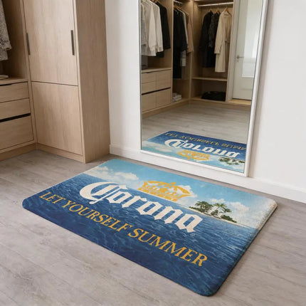 C-Corona E-Extra Beer Floor Mat Flannel Door Mat Non-Slip Absorbent Washable Indoor Home Rug
