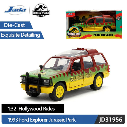 JADA Toys Diecast Model Car 1:32 Scale Collection Jurassic Park 1993 Ford Explorer Tour Vehicle Hollywood Rides