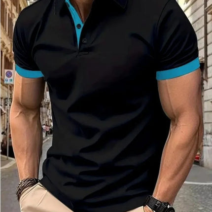 Men's Summer Fashion Simple Stripe Printed Comfortable Breathable Polo Shirt Outdoor Urban Casual Top