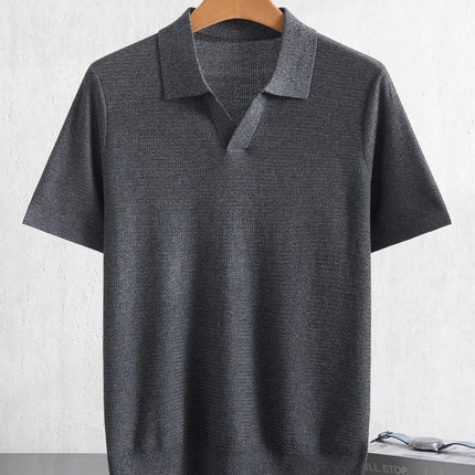 Summer New Men's 100% Lyocell Polo Neck Solid T-Shirt Knitted Pullover Polo Shirts Business Casual Short Sleeve Thin Tops Tees
