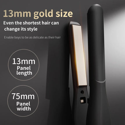 Rechargeable Slim Wireless Hair Straightener Men's short hair curling iron, dual-use for straightening and curling, mini hair st