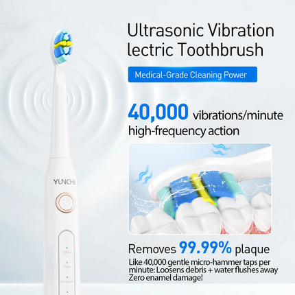 YUNCHI electric toothbrush ultrasonic adult electric toothbrush 5 cleaning modes 2-minute intelligent timed USB fast charging