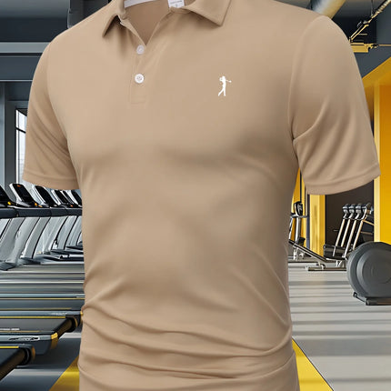 New men's short-sleeve summer polo shirt with a button-down collar, quick-drying and breathable, casual and sporty T-shirt,
