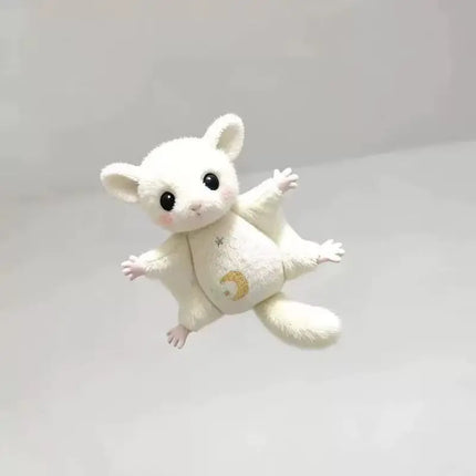Cute White Sugar Glider Plush Keychain Stuffed Animal Pendant With Moon Star Pattern Bag Backpack Hanging Gift For Girlfriends