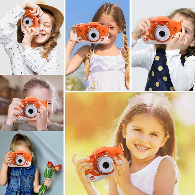 X5S Kids Digital Camera HD 1080P 20MP Children Fox Camera USB Charger Built-In Game Camera Shockproof Silicone Protection Cover