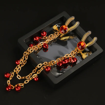 Bell-equipped Nipple Clamp Tassel Design BDSM Flirting Is Suitable for Couples Adjustable Nipple Clamp Chain