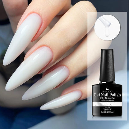 8ml Jelly Milky White Gel Nail Polish Translucent Pure Color UV Gel Polish Semi Permanent Soak Off Varnish Manicure Nail Art DIY