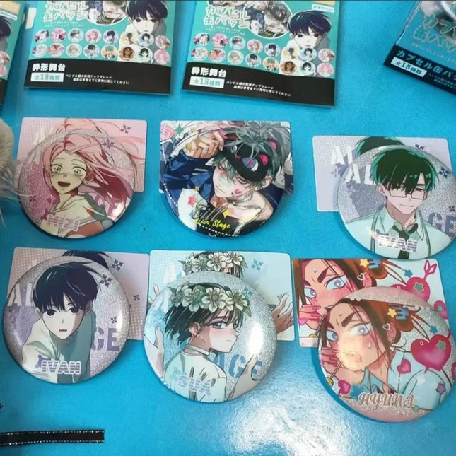 6Pcs/Box Anime Korean Manga Alien Stage Mizi Sua Ivan Till Hyuna Luka Laser card Cartoon Cosplay Badge Pin Tinplate Brooch Gift