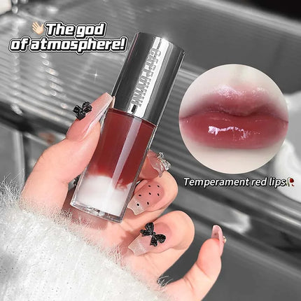 Cappuvini Berry Snow Gradient Lip Gloss Mirror Moisturizing for Plump Lips Long-Lasting Makeup Lip Glaze