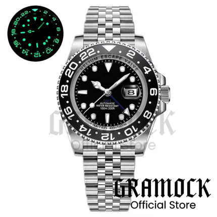 Black Purple GMT Automatic Men Watches 40mm SEA Mechanical Wristwatch Sapphire Glass Polished Strap Steel Diving NH34A Movement