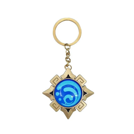 New Teyvat Vision Fontaine Water God Focalors Lyney and Lynette Keychain Luminous 7 Element Eye Of Original God Toy KeyRing