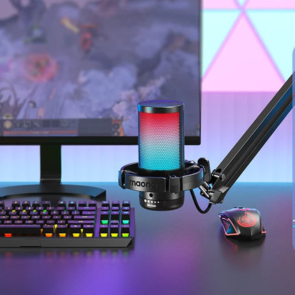 maono DGM20S Gaming USB Microphone Condenser Mic with RGB Light Noise Cancellation Boom Arm for Streaming Podcast YouTube Tiktok