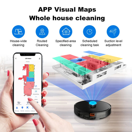 Liectroux/LILIN X6 Robot Vacuum Cleaner,Laser System,6500Pa,Smart Home Appliance,Restricted Area Map,Zone Cleaning for Carpet