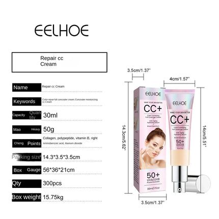 Repair CC Cream Natural Concealer Waterproof Smear-Proof Repair Whitening Skin Moisture Replenishment Liquid Foundation Makeup