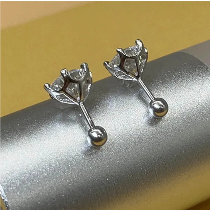 BIJOX STORY 0.5-2ct Moissanite Screw Stud Earrings D Color 925 Sterling Silver Diamond Earrings For Women Wedding Fine Jewelry
