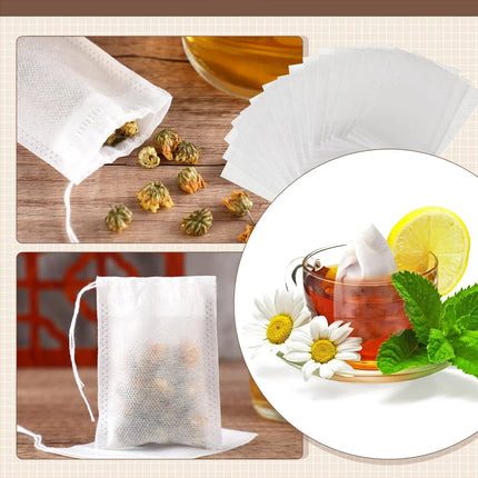 2000-100Pcs Disposable Tea Filter Bags Mesh Sealing Infuser Teabags Empty Bags for Herb Loose Tea Filter Coffee Kitchen