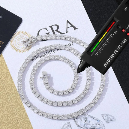 New D VVS1 925 Sterling Silver Moissanite Tennis Necklace Original with GRA Bracelets for Women Man Sparkling Party Jewelry