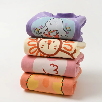 Children All-in-one Plush Sweater 3-8 Year Old Girl Cartoon Warm Pullover Boys Autumn and Winter Fashion Printed Sports Top