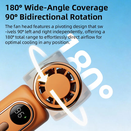 Mini Fan Handheld Small Portable Fan Cooling Turbo 5 Speeds 3000mAh LED Display 180° Rotatable Clip Type-C Rechargeable Fans New