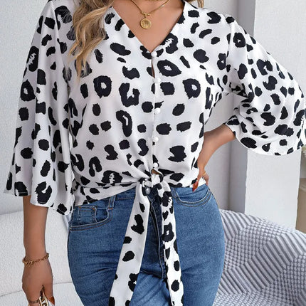 VigoCasey 2025 Female Leopard Print Chiffon Shirt Women Casual Long Sleeve Top Spring Office Lady Single Breasted Tops Clothes