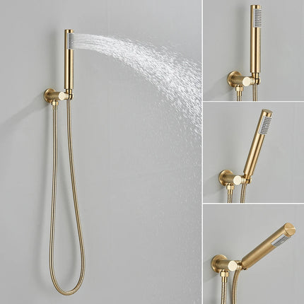 Brushed Gold Handheld Shower Bathroom Shower Faucet Hot & Cold Water Tap Brass Shower Holder 1.5M Hose Brass Shower Valve