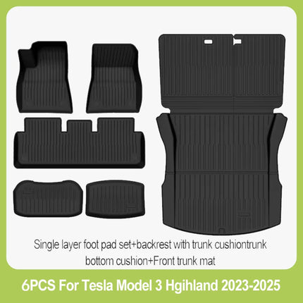 Car Floor Mats Cargo Liner For Tesla Model 3 Highland 2024-2026 Waterproof Anti-slip Trunk Mat TPE Pads All Weather Floor Liners