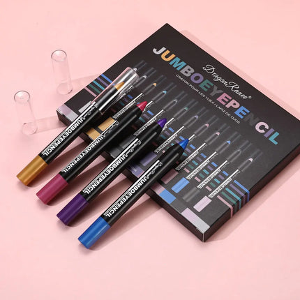 12Pcs Highlighter Eyeshadow Pencil Set Waterproof Glitter Eye Shadow Lying Silkworm Makeup Pigment Cosmetics White Eyeliner Pen